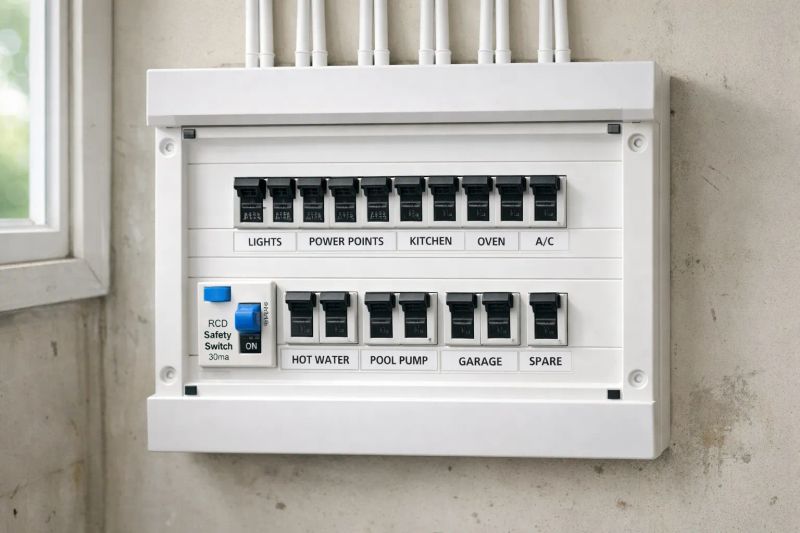 SupeElectrician technician inspecting an electrical panel in a Houston Heights home